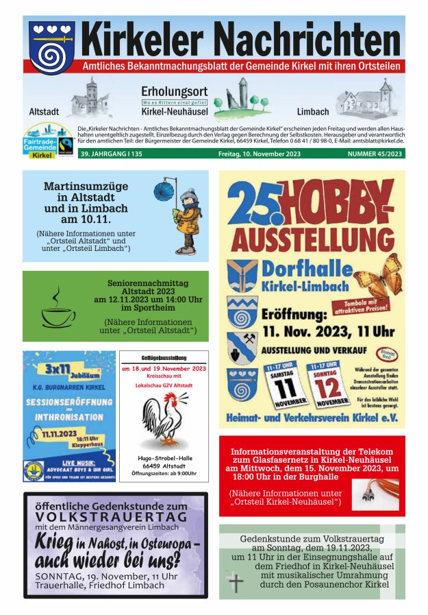 Kirkeler Nachrichten Titelblatt 45/2023