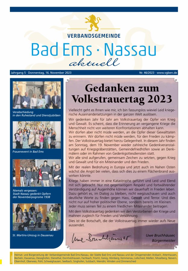 Bad Ems-Nassau aktuell Ausgabe Nassau Titelblatt 46/2023