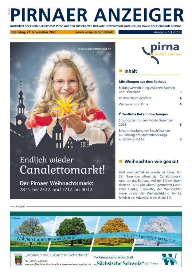 Pirnaer Anzeiger Titelblatt 22/2023