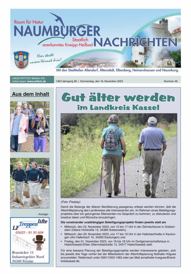 Naumburger Nachrichten Titelblatt 46/2023