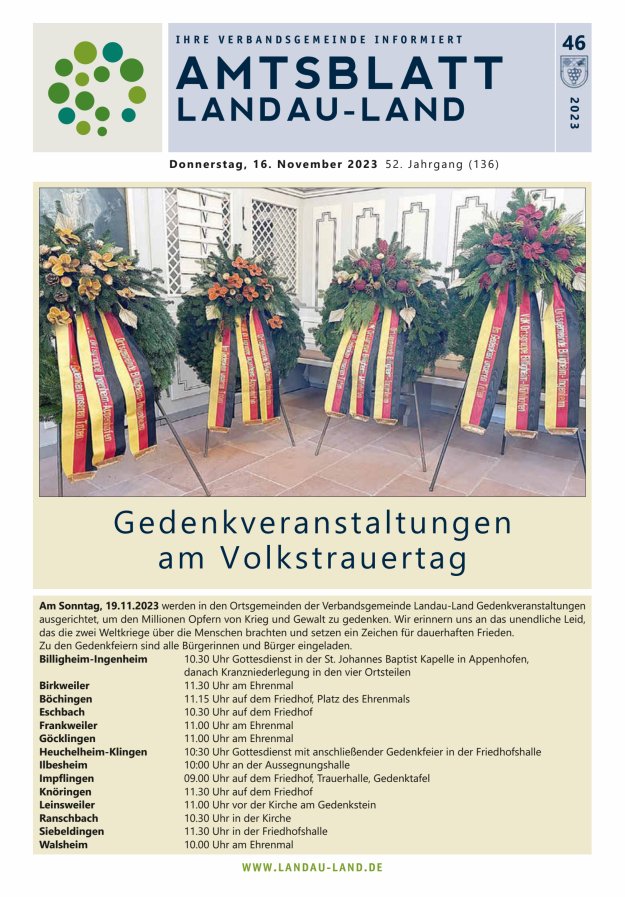 Amtsblatt VG Landau-Land Titelblatt 46/2023