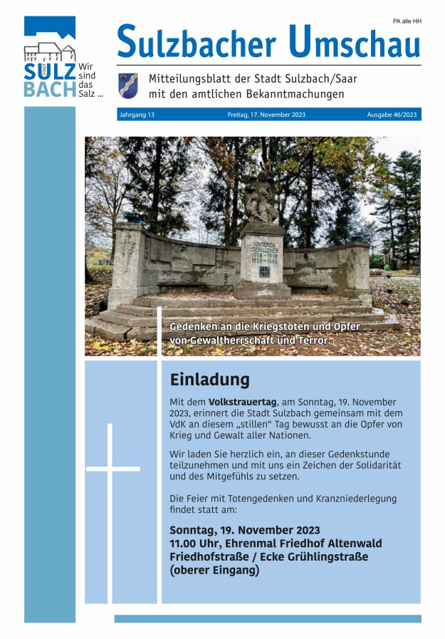 Sulzbacher Umschau Titelblatt 46/2023