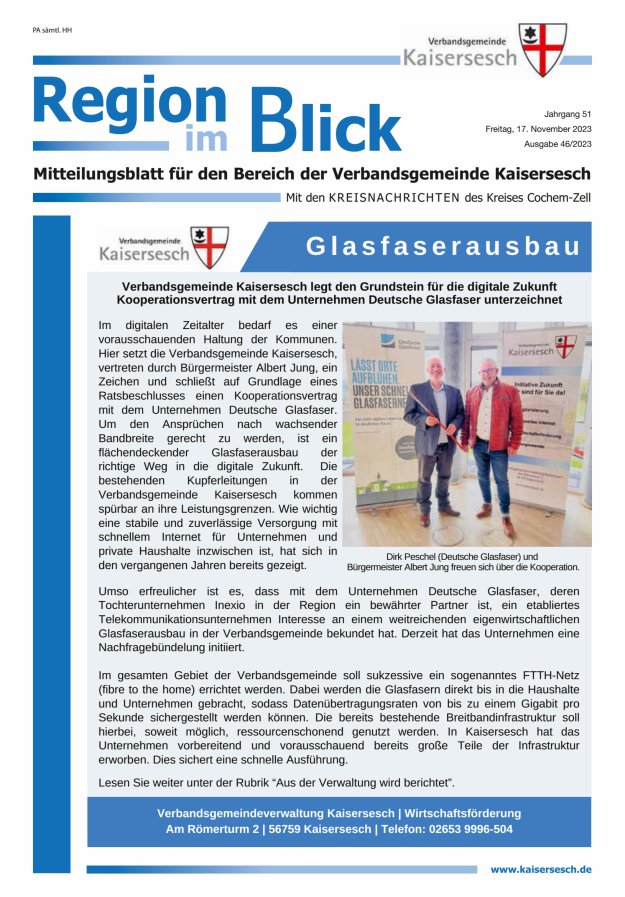 Region im Blick VG Kaisersesch Titelblatt 46/2023