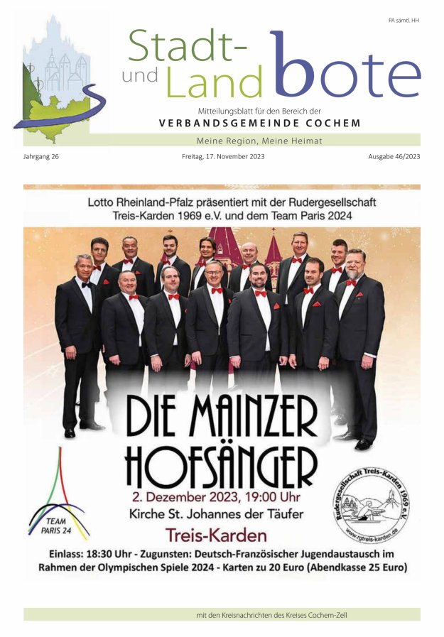 Stadt- und Landbote VG Cochem Titelblatt 46/2023