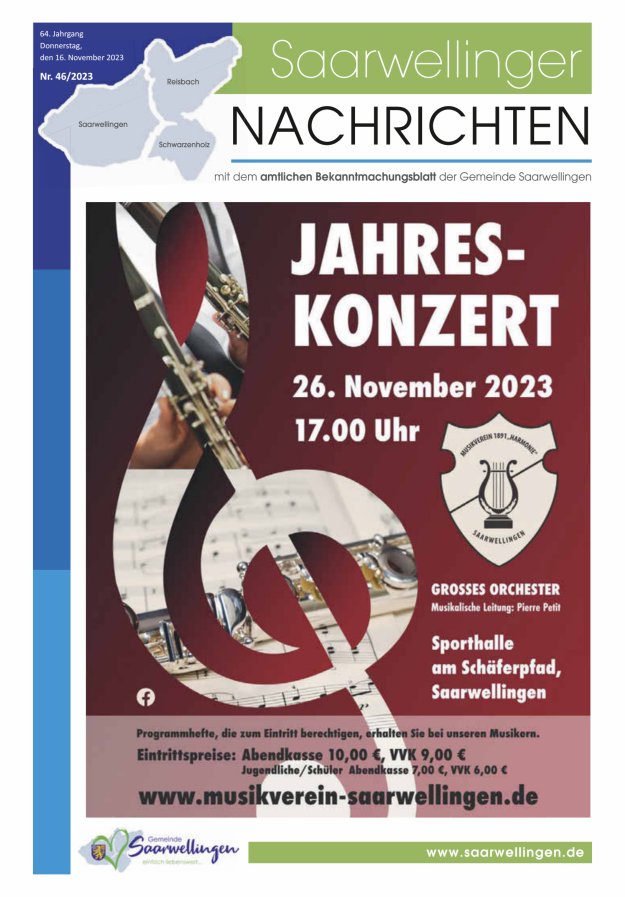 Saarwellinger Nachrichten Titelblatt 46/2023