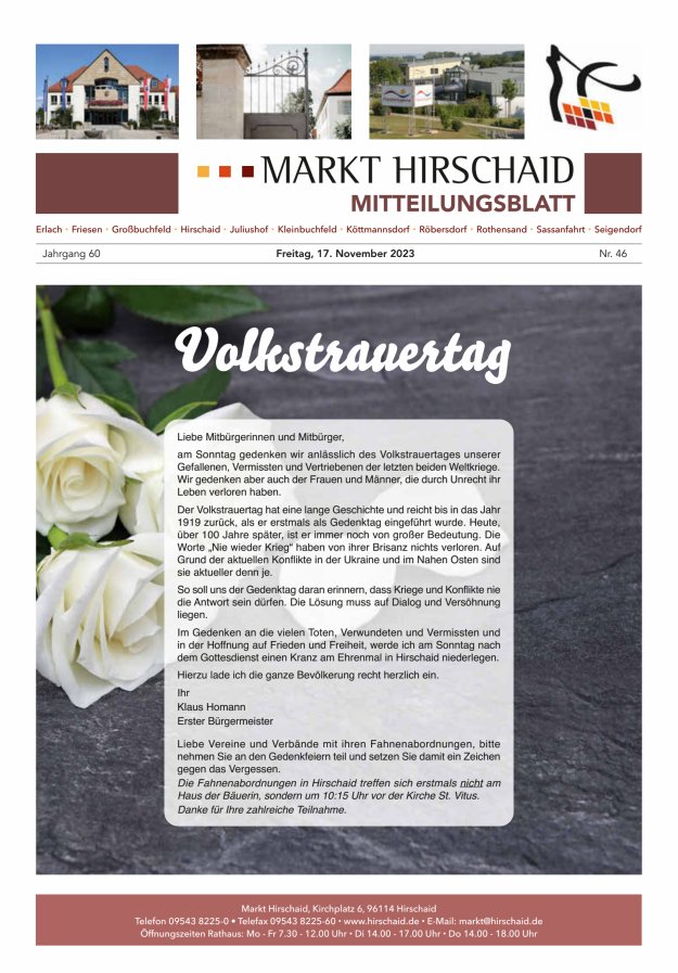 Mitteilungsblatt Markt Hirschaid Titelblatt 46/2023