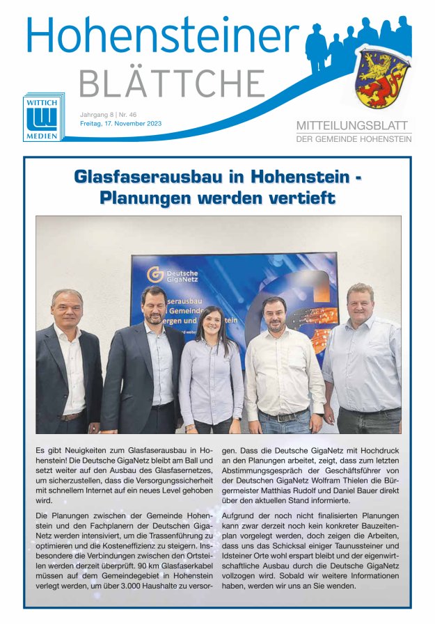 Hohensteiner Blättche Titelblatt 46/2023