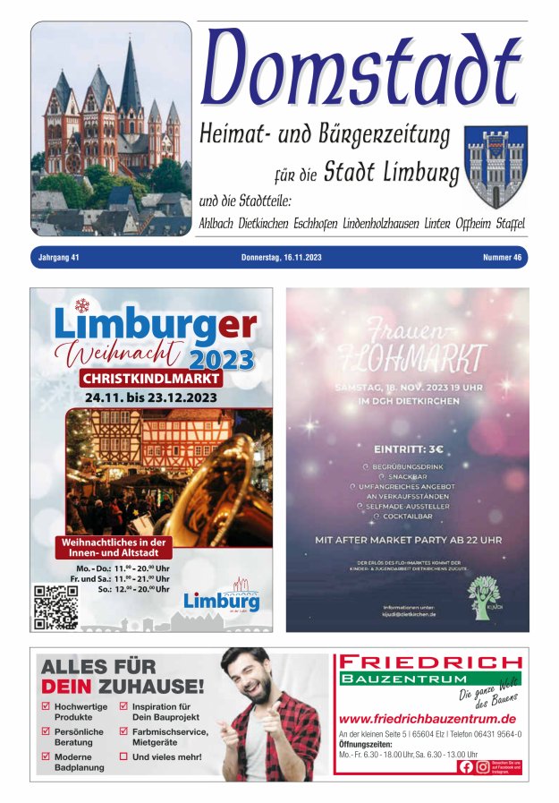 Domstadt - Heimat- und Bürgerzeitung für die Stadt Limburg Titelblatt 46/2023