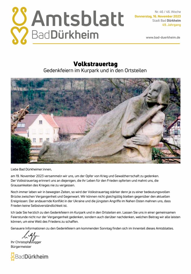 Bad Dürkheimer Woche Titelblatt 46/2023