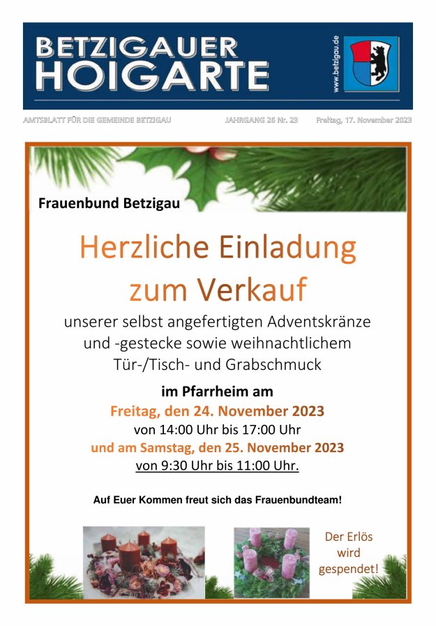 Betzigauer Hoigarte Amtsblatt der Gemeinde Betzigau Titelblatt 23/2023
