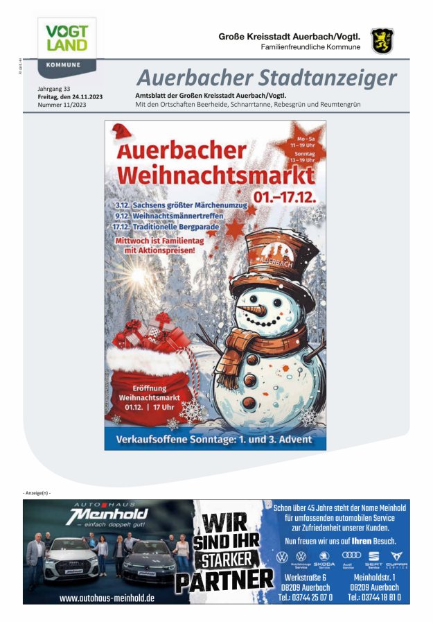 Auerbacher Stadtanzeiger Titelblatt 11/2023