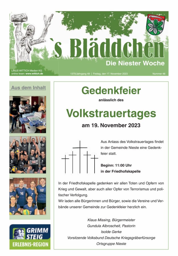 Niester Woche Titelblatt 46/2023