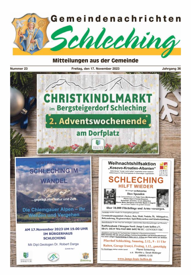 Gemeindenachrichten Schleching Titelblatt 23/2023
