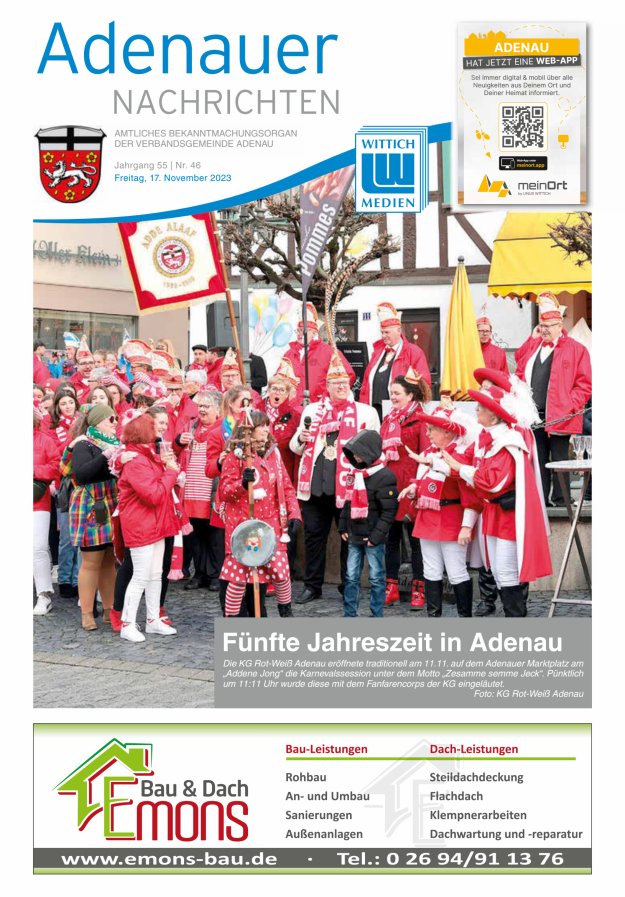 Adenauer Nachrichten Titelblatt 46/2023