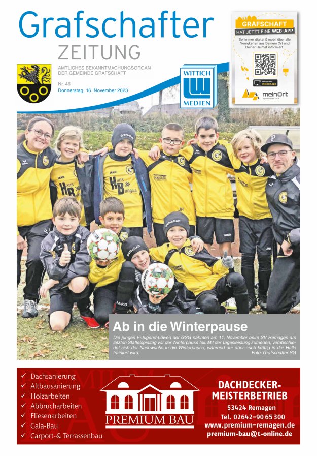 Grafschafter Zeitung Titelblatt 46/2023