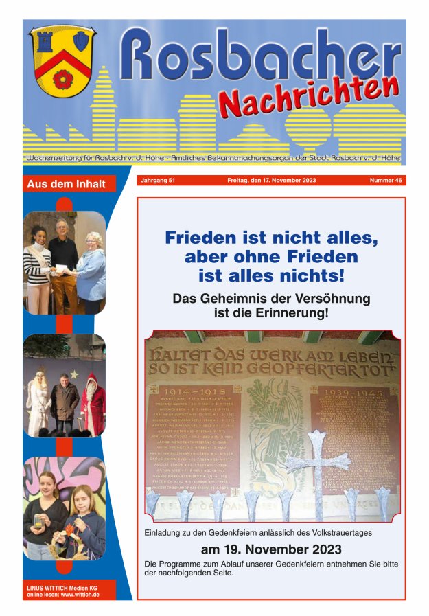 Rosbacher Nachrichten Titelblatt 46/2023