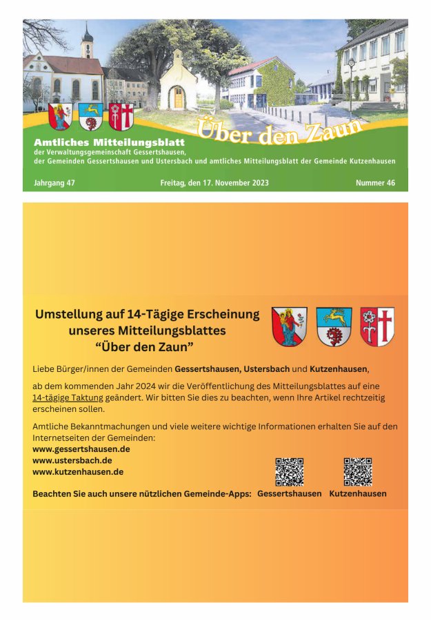 Über den Zaun Titelblatt 46/2023