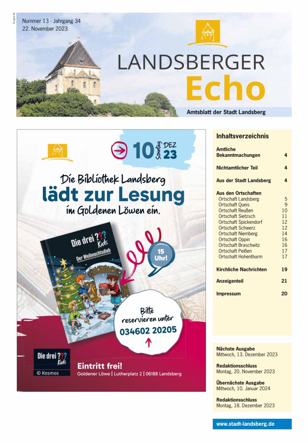 Landsberger Echo – Amtsblatt der Stadt Landsberg Titelblatt 13/2023