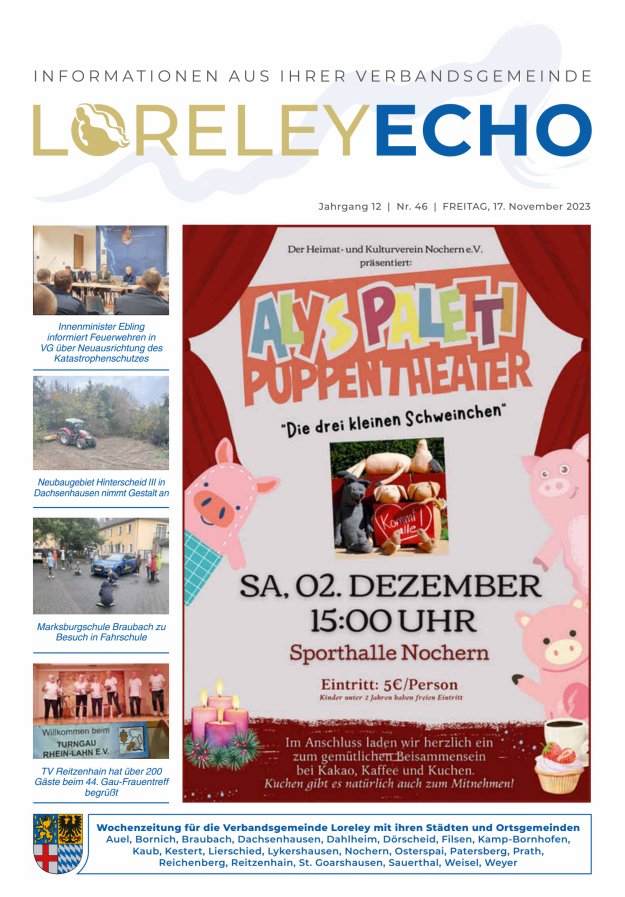 Loreley-Echo - Mitteilungsblatt der Verbandsgemeinde Loreley Titelblatt 46/2023
