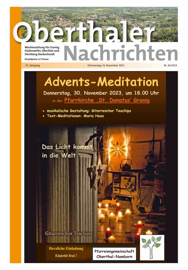 Oberthaler Nachrichten Titelblatt 46/2023
