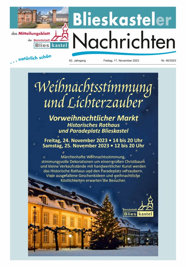 Blieskasteler Nachrichten  Titelblatt 46/2023