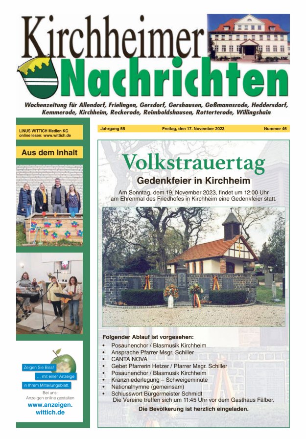 Kirchheimer Nachrichten Titelblatt 46/2023