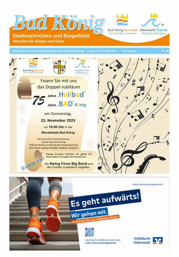 Bad Königer Stadtnachrichten und Badeblatt Titelblatt 46/2023