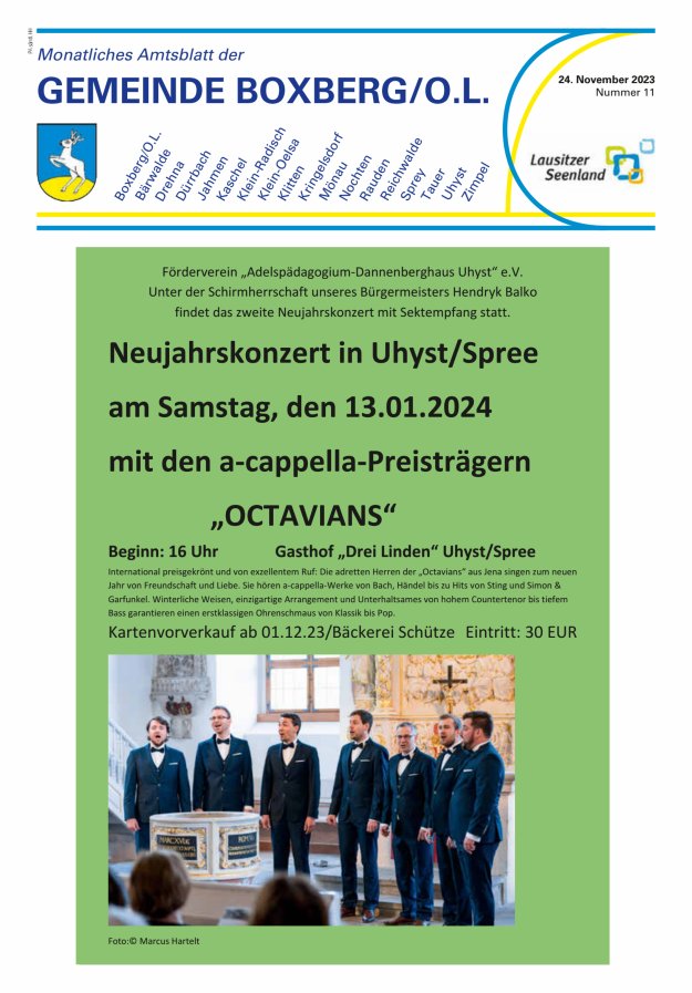 Monatliches Amtsblatt der Gemeinde Boxberg/O.L. Titelblatt 11/2023