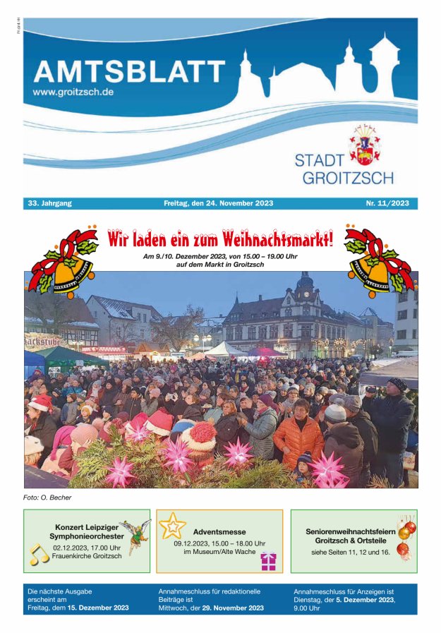 Amtsblatt Stadt Groitzsch Titelblatt 11/2023
