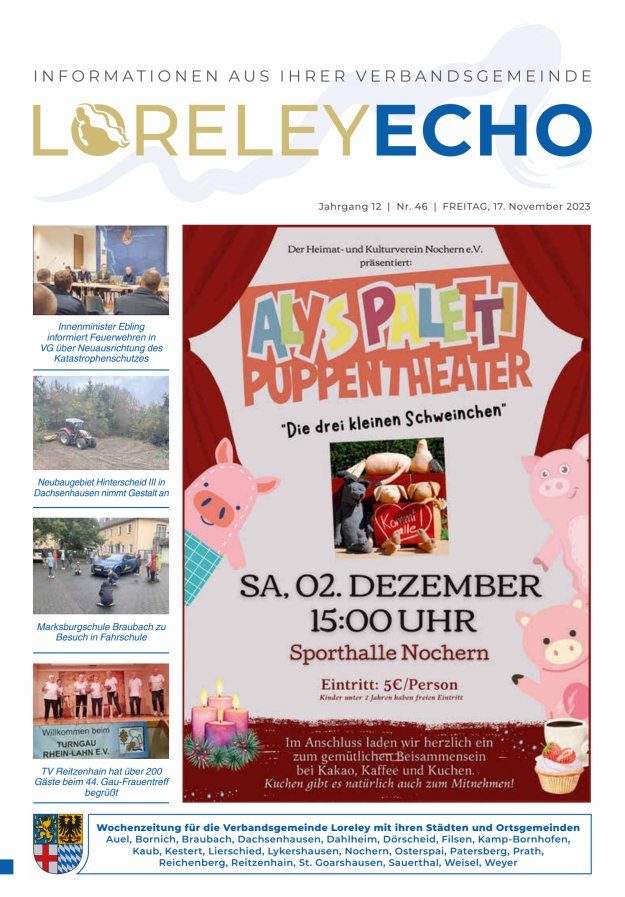 Loreley-Echo - Mitteilungsblatt der Verbandsgemeinde Loreley (Braubach) Titelblatt 46/2023