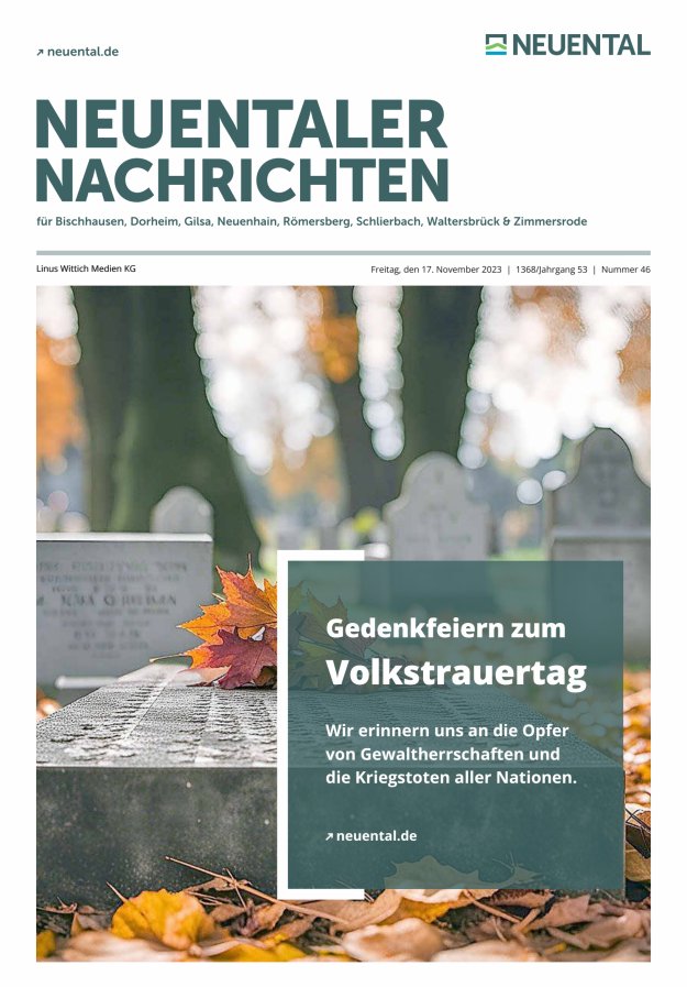 Neuentaler Nachrichten Titelblatt 46/2023