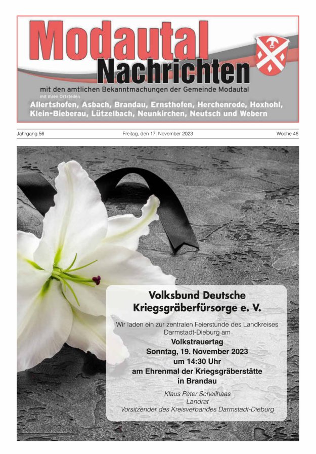 Modautal-Nachrichten Titelblatt 46/2023
