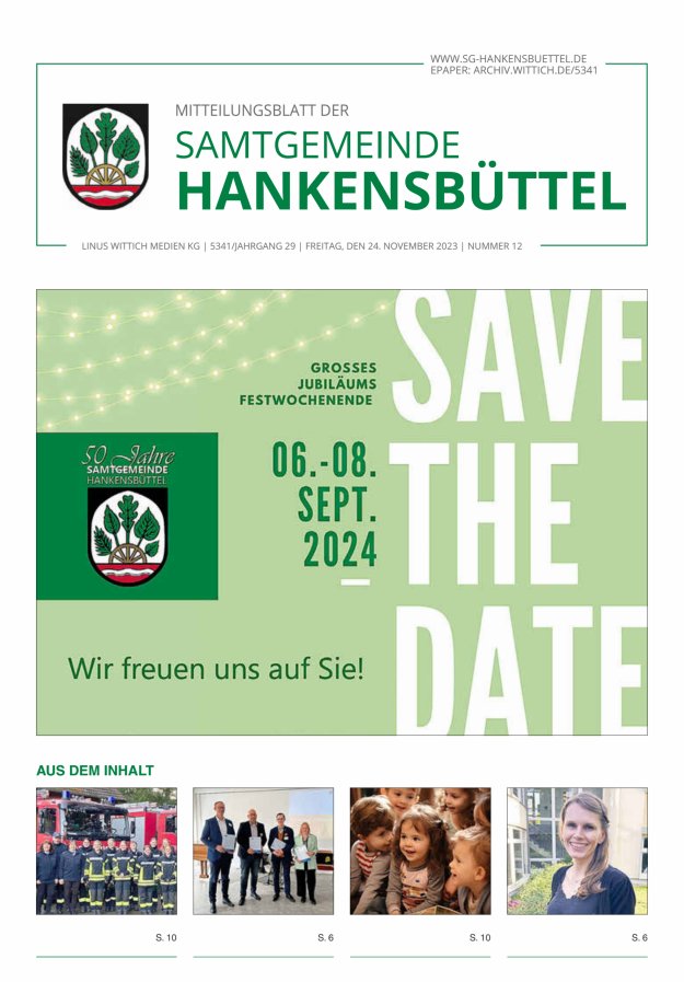 Mitteilungsblatt der Samtgemeinde Hankensbüttel Titelblatt 12/2023