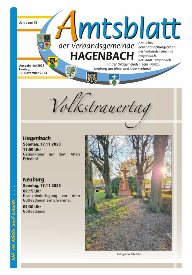 Amtsblatt der VG Hagenbach Titelblatt 46/2023