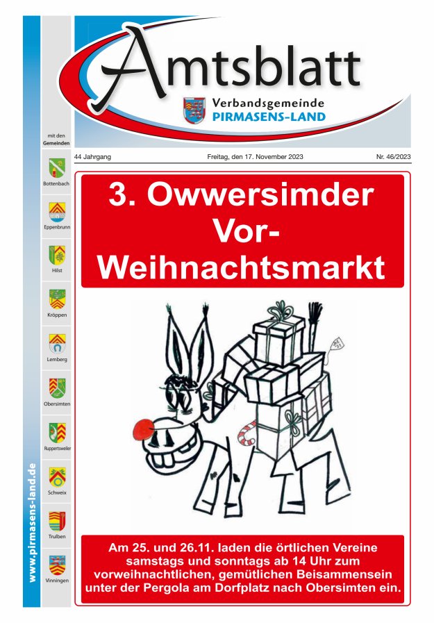 Amtsblatt VG Pirmasens-Land Titelblatt 46/2023