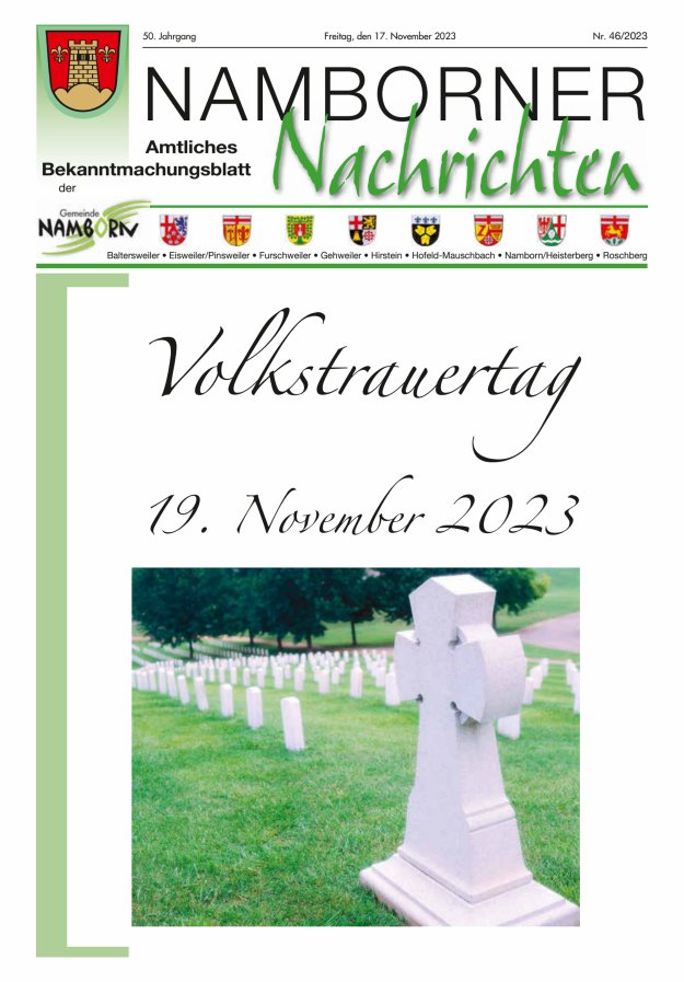Namborner Nachrichten Titelblatt 46/2023