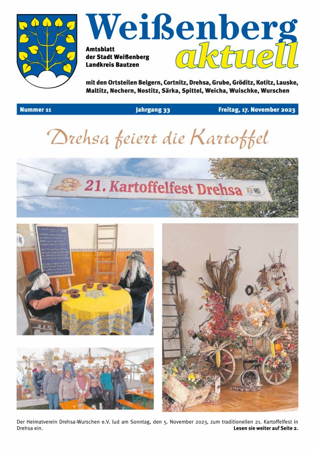 "Weißenberg aktuell" - Amtsblatt der Stadt Weißenberg Titelblatt 11/2023