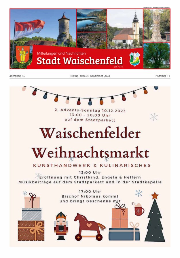 Stadt Waischenfeld - Mitteilungen und andere Nachrichten Titelblatt 11/2023