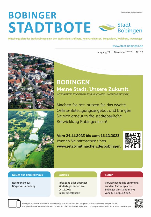 Bobinger Stadtbote Titelblatt 12/2023