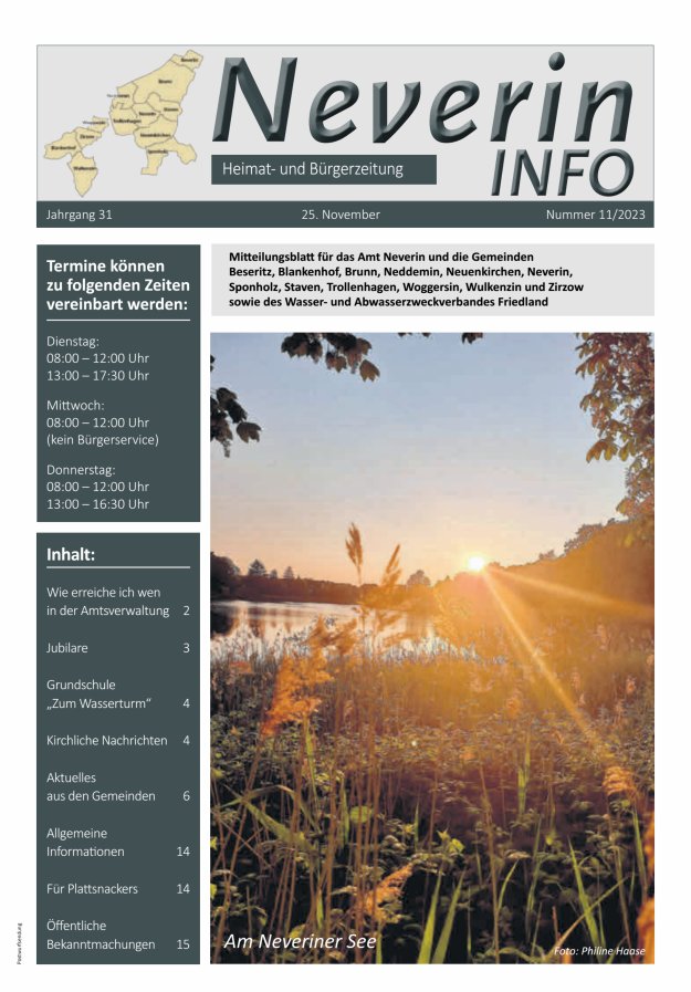Neverin INFO Titelblatt 11/2023