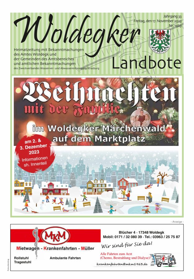 Woldegker Landbote Titelblatt 11/2023