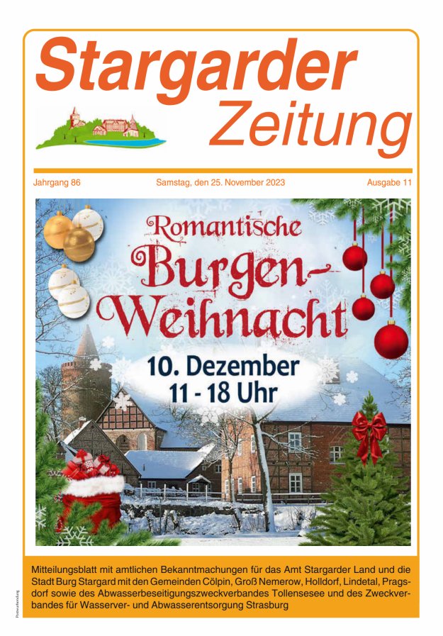 Stargarder Zeitung Titelblatt 11/2023