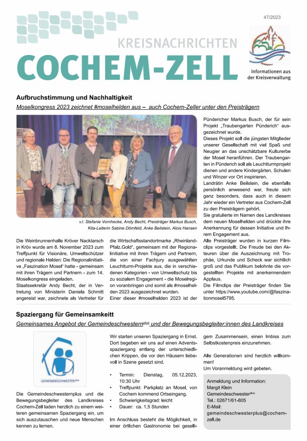 Kreisnachrichten Cochem-Zell Titelblatt 47/2023