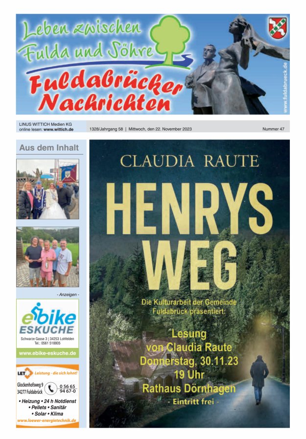 Fuldabrücker Nachrichten Titelblatt 47/2023