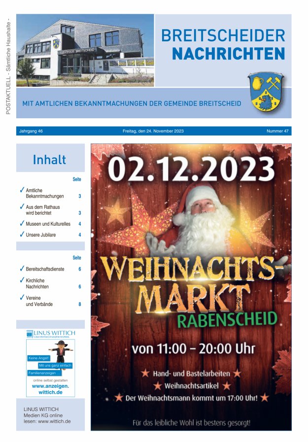 Breitscheider Nachrichten Titelblatt 47/2023