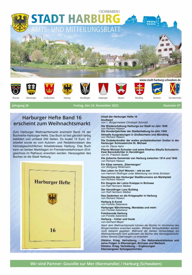 Amts- und Mitteilungsblatt der Stadt Harburg Titelblatt 47/2023