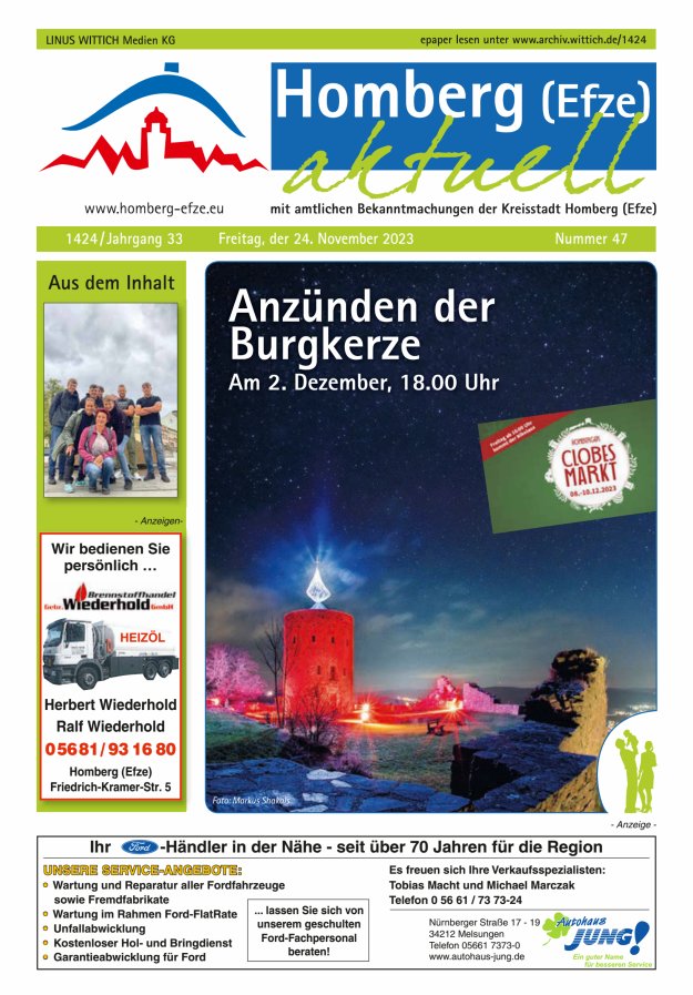 Homberg Efze aktuell Titelblatt 47/2023
