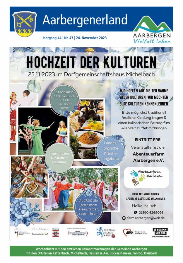 Aarbergenerland - Wochenblatt mit den amtlichen Bekanntmachungen Titelblatt 47/2023