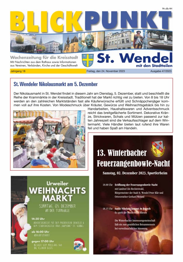 Blickpunkt St Wendel Titelblatt 47/2023