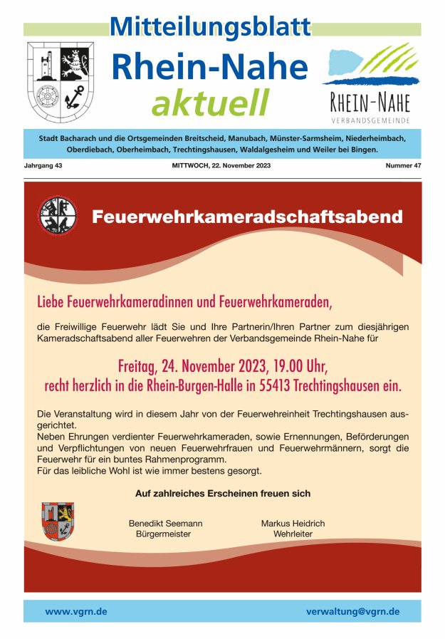 Rhein-Nahe aktuell Titelblatt 47/2023